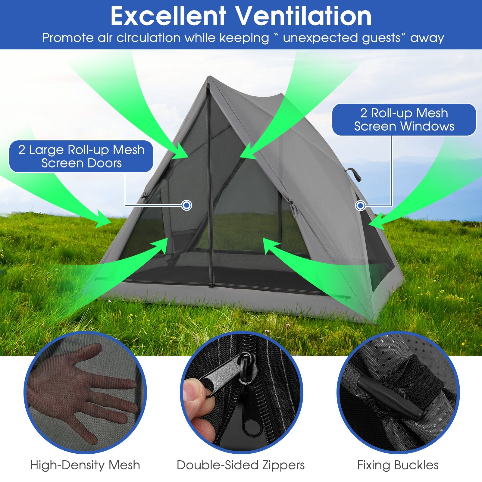 Pop-Up Camping Tent for 2-3 People with Rainfly
