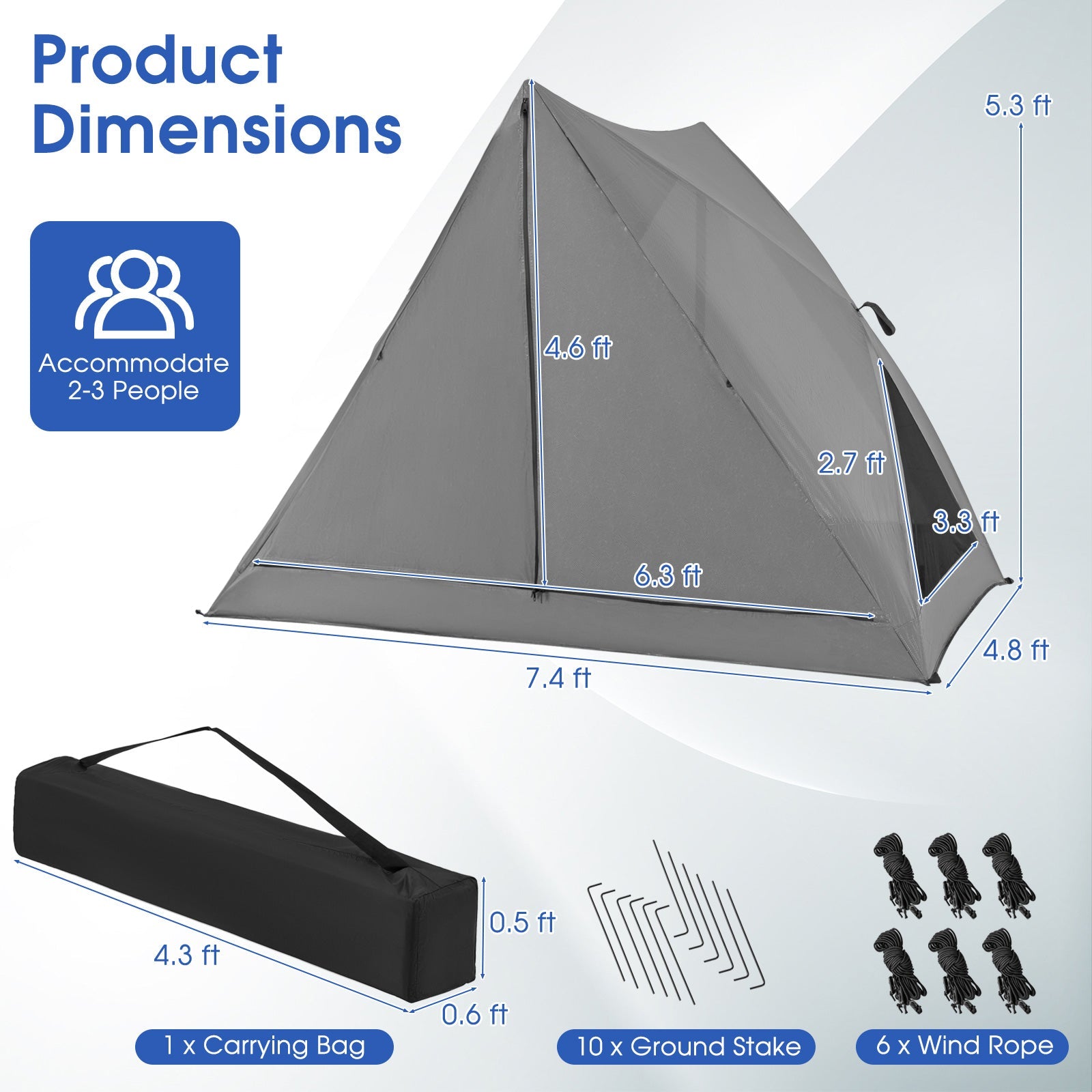 Pop-Up Camping Tent for 2-3 People with Rainfly
