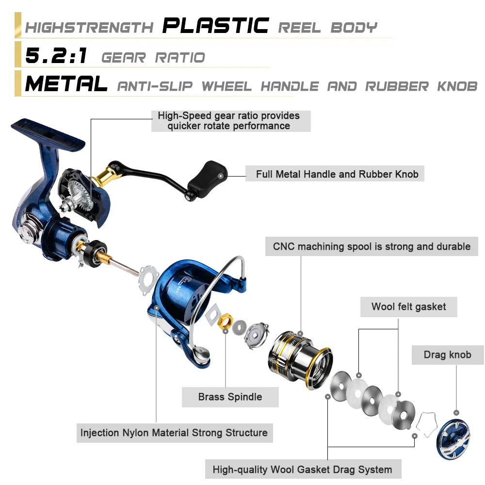 Metal Spinning Fishing Reel 5.2:1 Gear Ratio