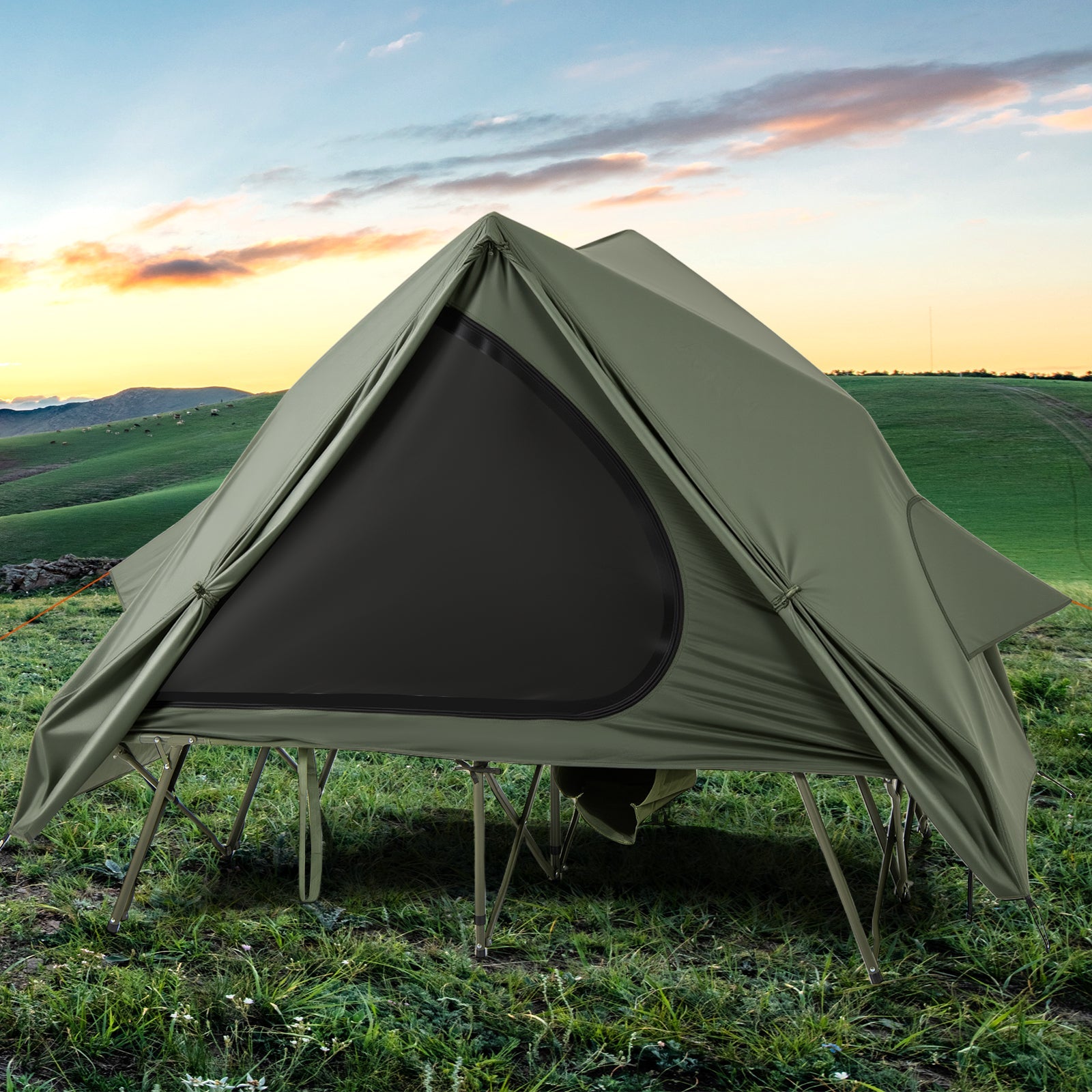 Foldable 2-Person Camping Cot Tent with Wheeled Bag