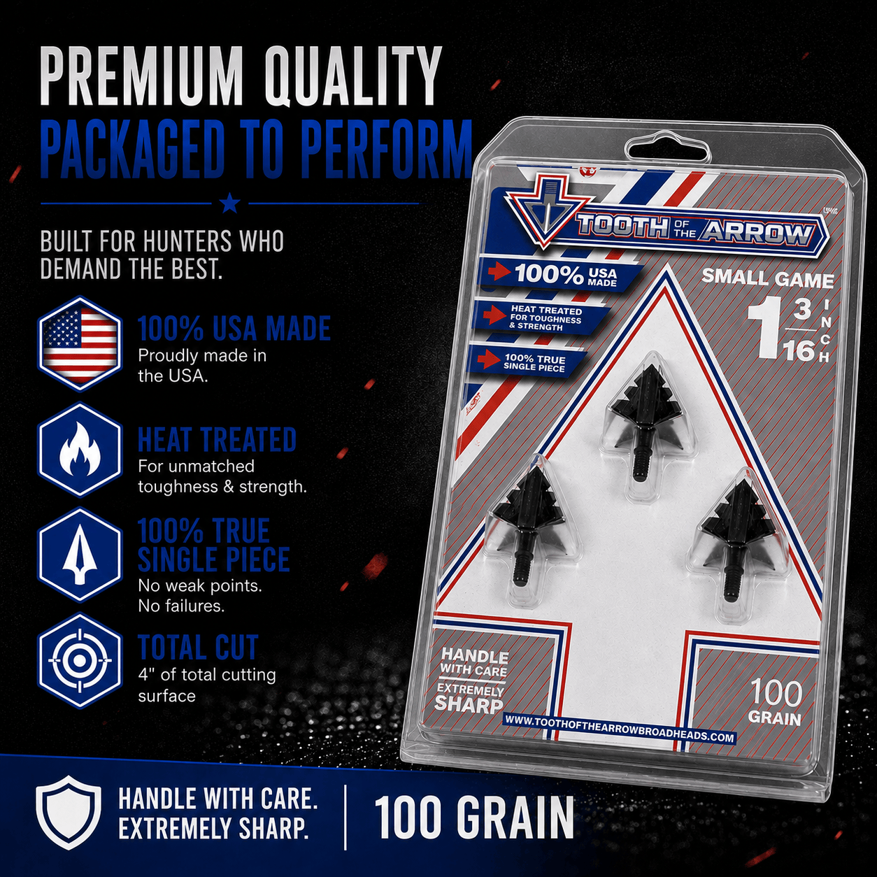 100 Grain Broadhead |Small Game and Turkey | Fixed Blade