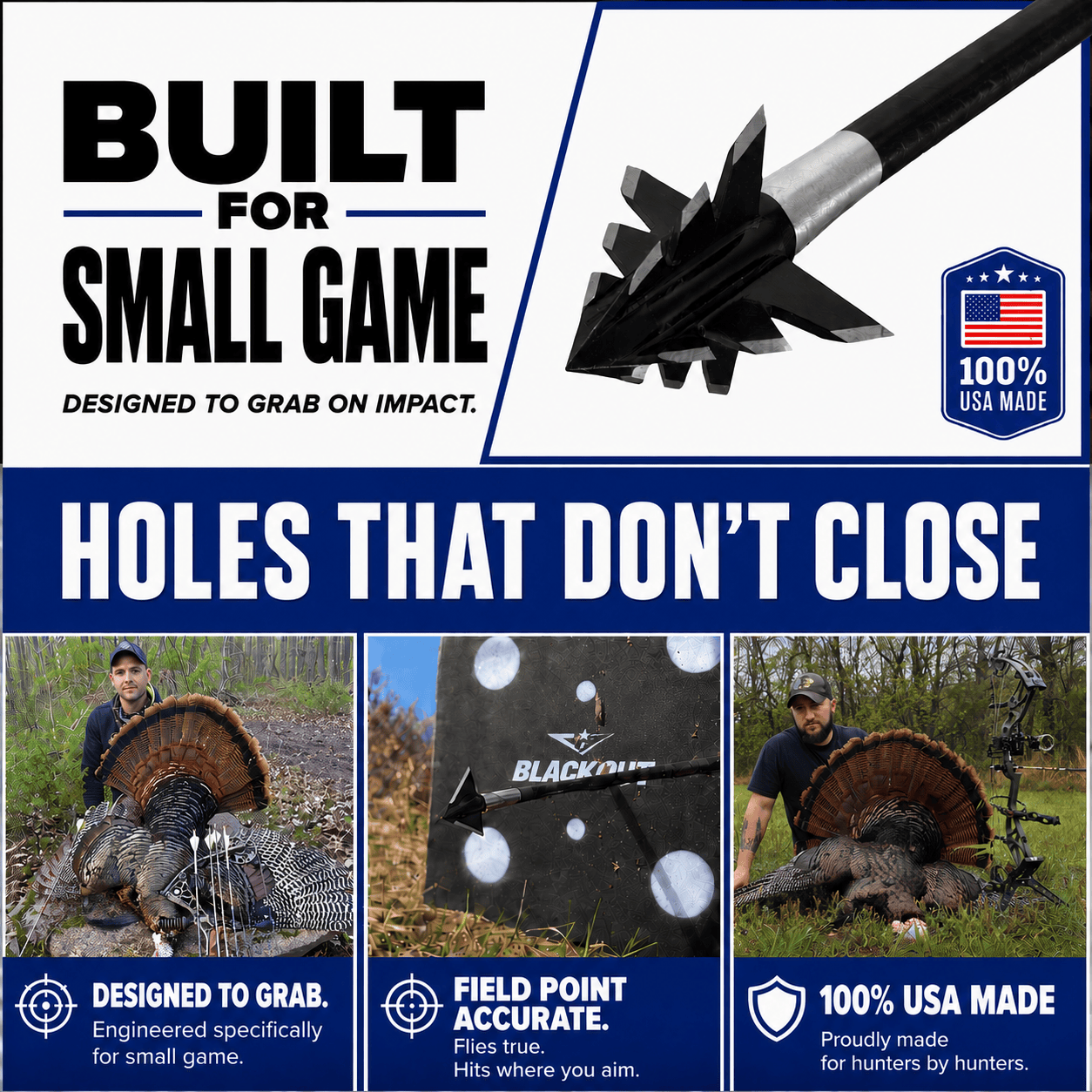 100 Grain Broadhead |Small Game and Turkey | Fixed Blade