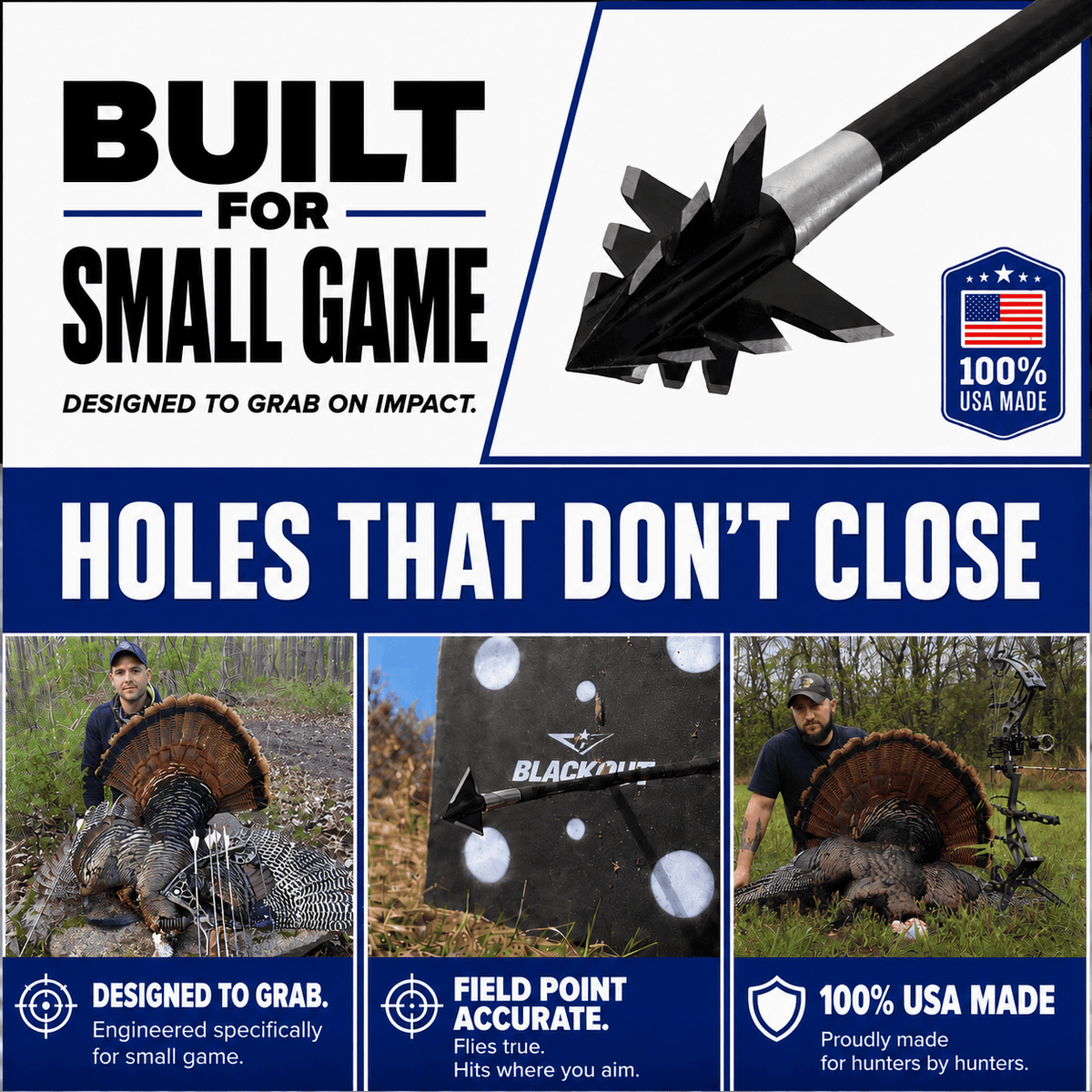 100 Grain Broadhead |Small Game and Turkey | Fixed Blade