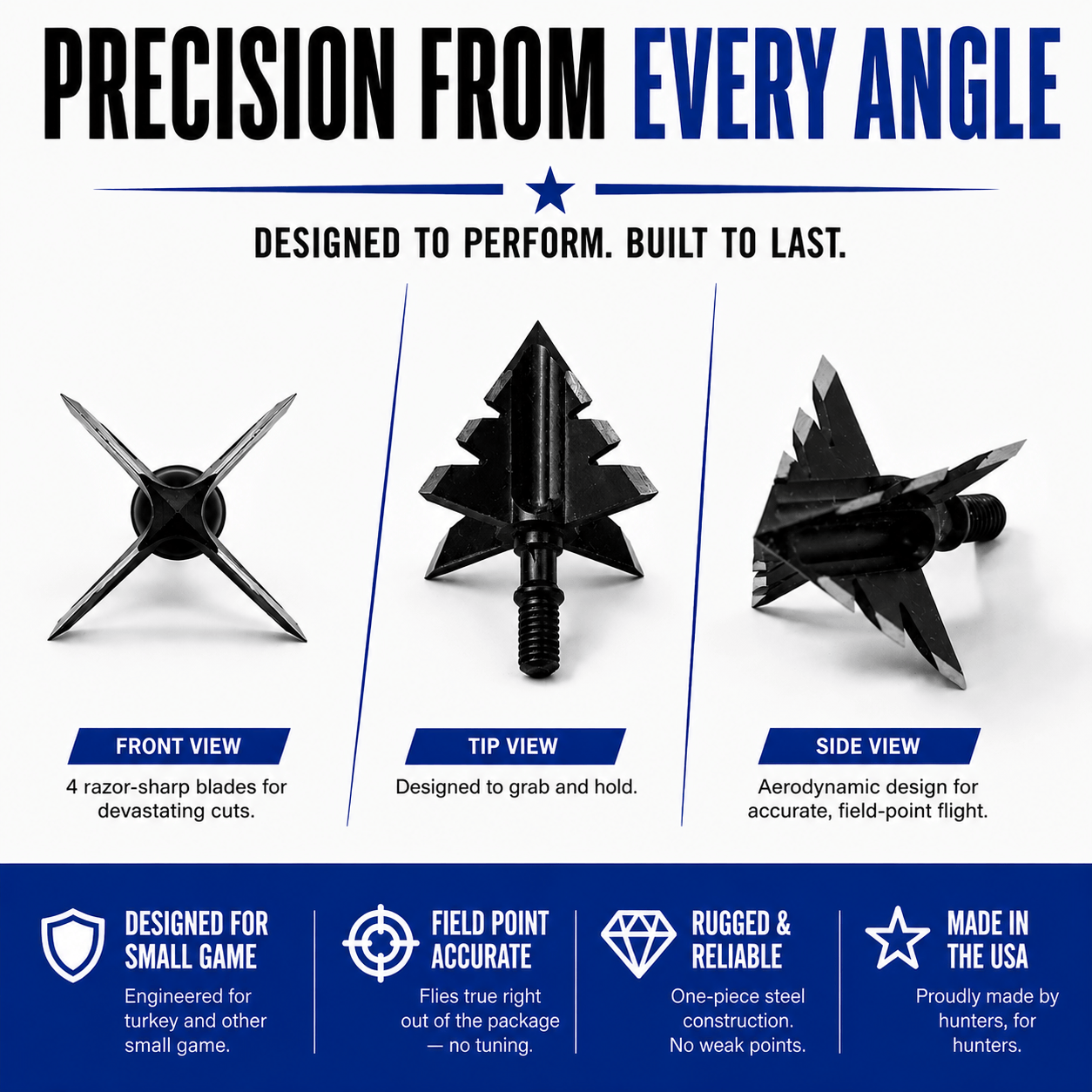 100 Grain Broadhead |Small Game and Turkey | Fixed Blade